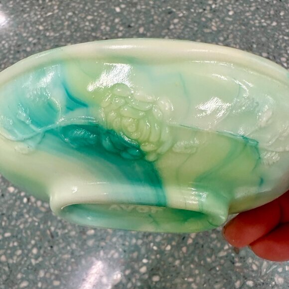 vintage Avon "Victoriana" jadeite swirl milk glass soap dish from early 1970s - Picture 4 of 6